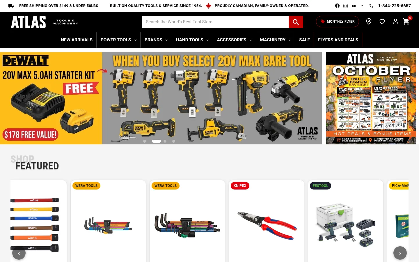 atlas-machinery.com homepage on desktop
