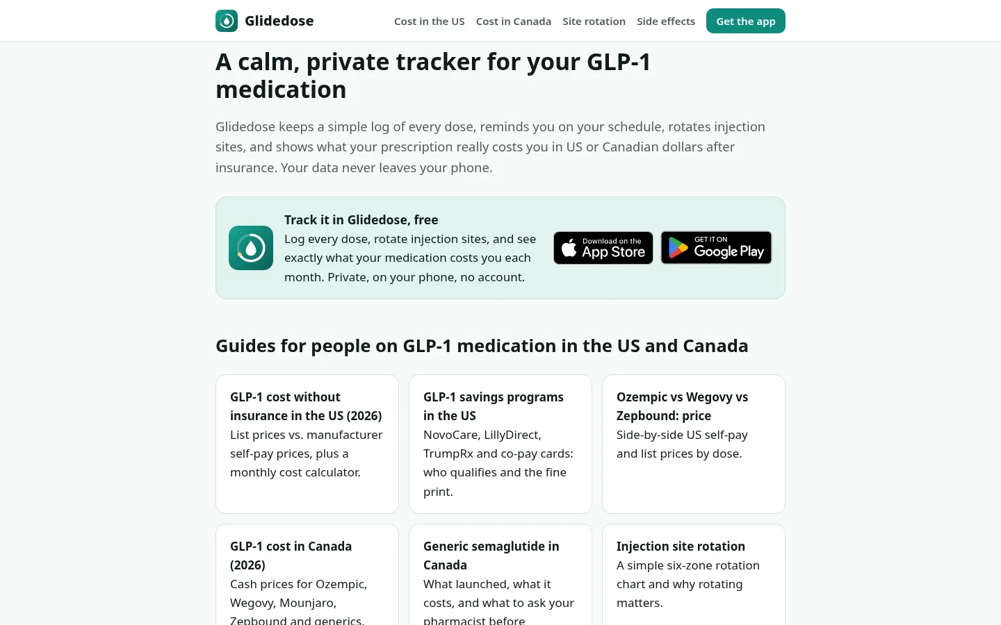 glidedose.com homepage on desktop