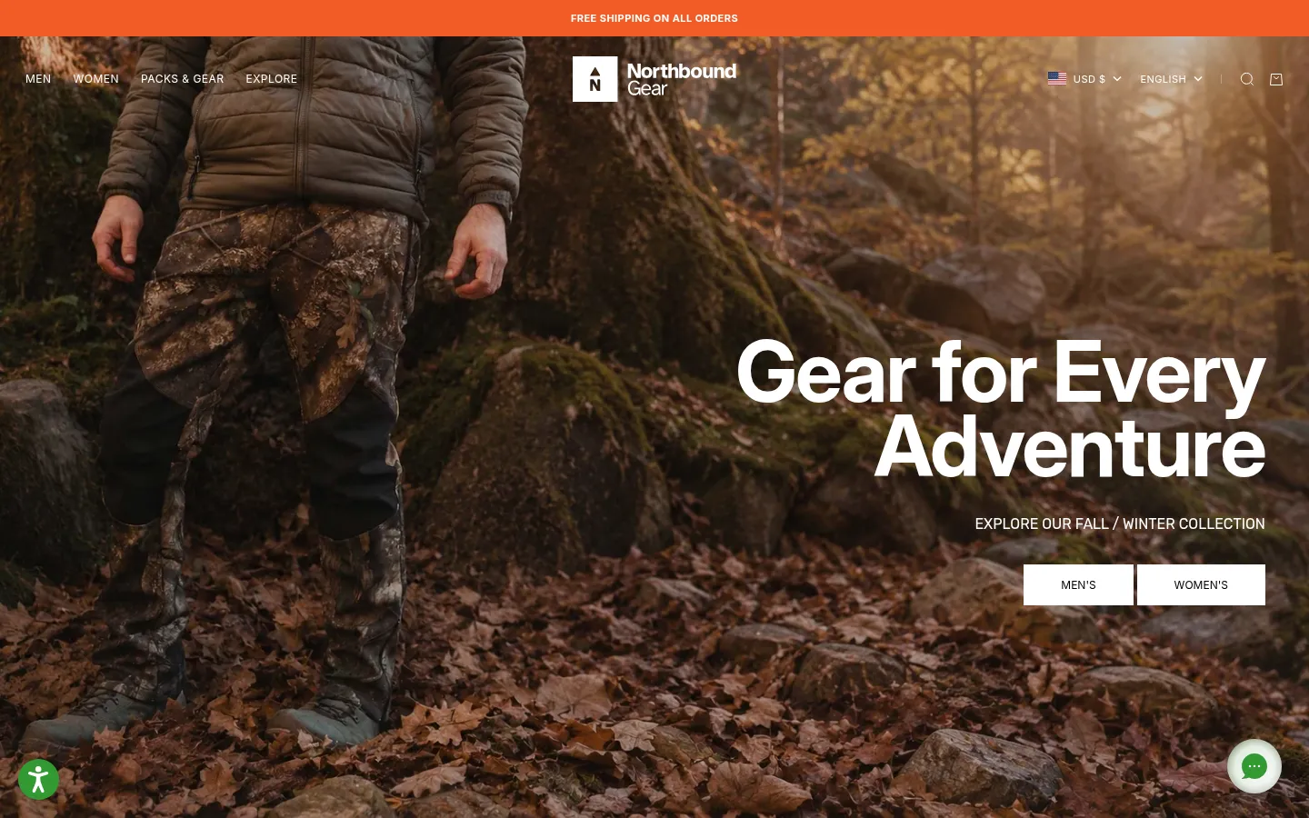 northboundgear.co homepage on desktop