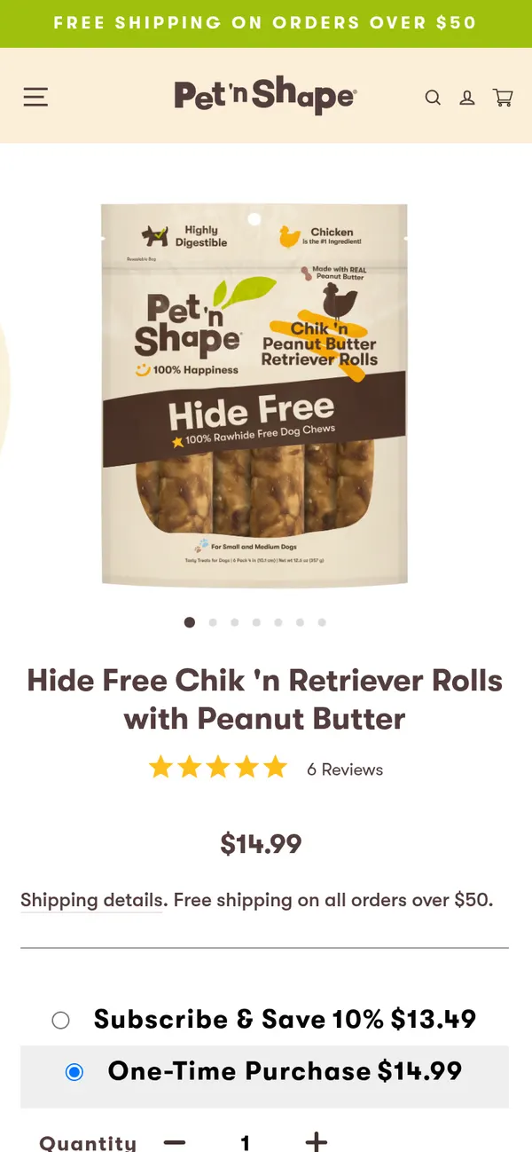 petnshape.com/products/chikn-retriever-rolls on mobile