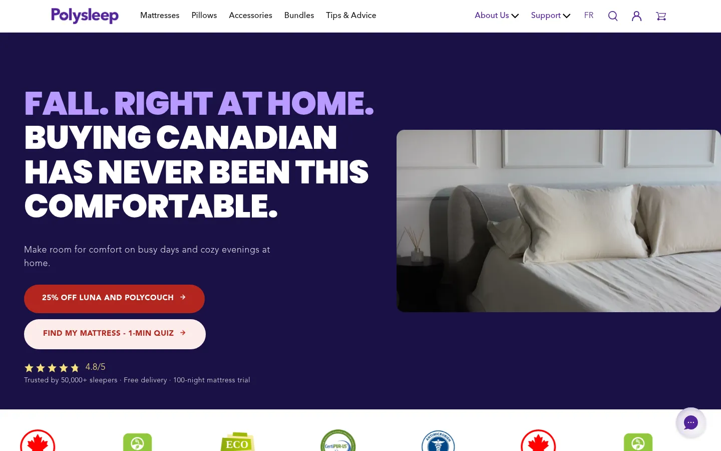 polysleep.com homepage on desktop