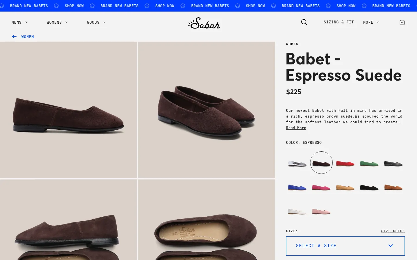 sabah.am/products/babet-espresso-suede on desktop